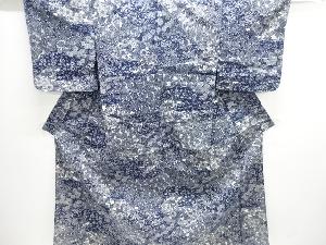 綿絽霞に草花模様着物